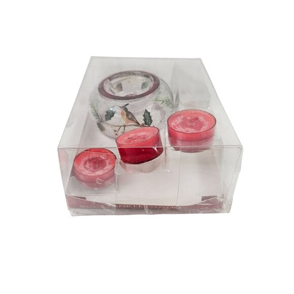 Yankee Candle Sparkling Cinnamon Tea Lights Holder Set Glass Christmas Holiday - Picture 7 of 10